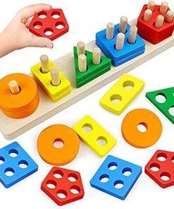 Montessori Wooden Sorting and Stacking Toy for Toddlers